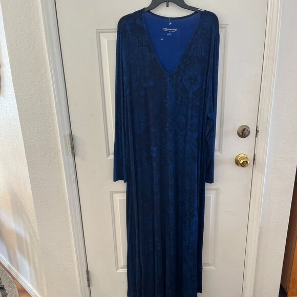 Soft Surroundings Dresses & Skirts - Soft Surroundings Plus-Size Blue Floral Soft Stretchy V-Neck Maxi Dress Sz 2x